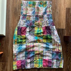 🌟 3/$12 Plaid patch strapless dress Sz M/L